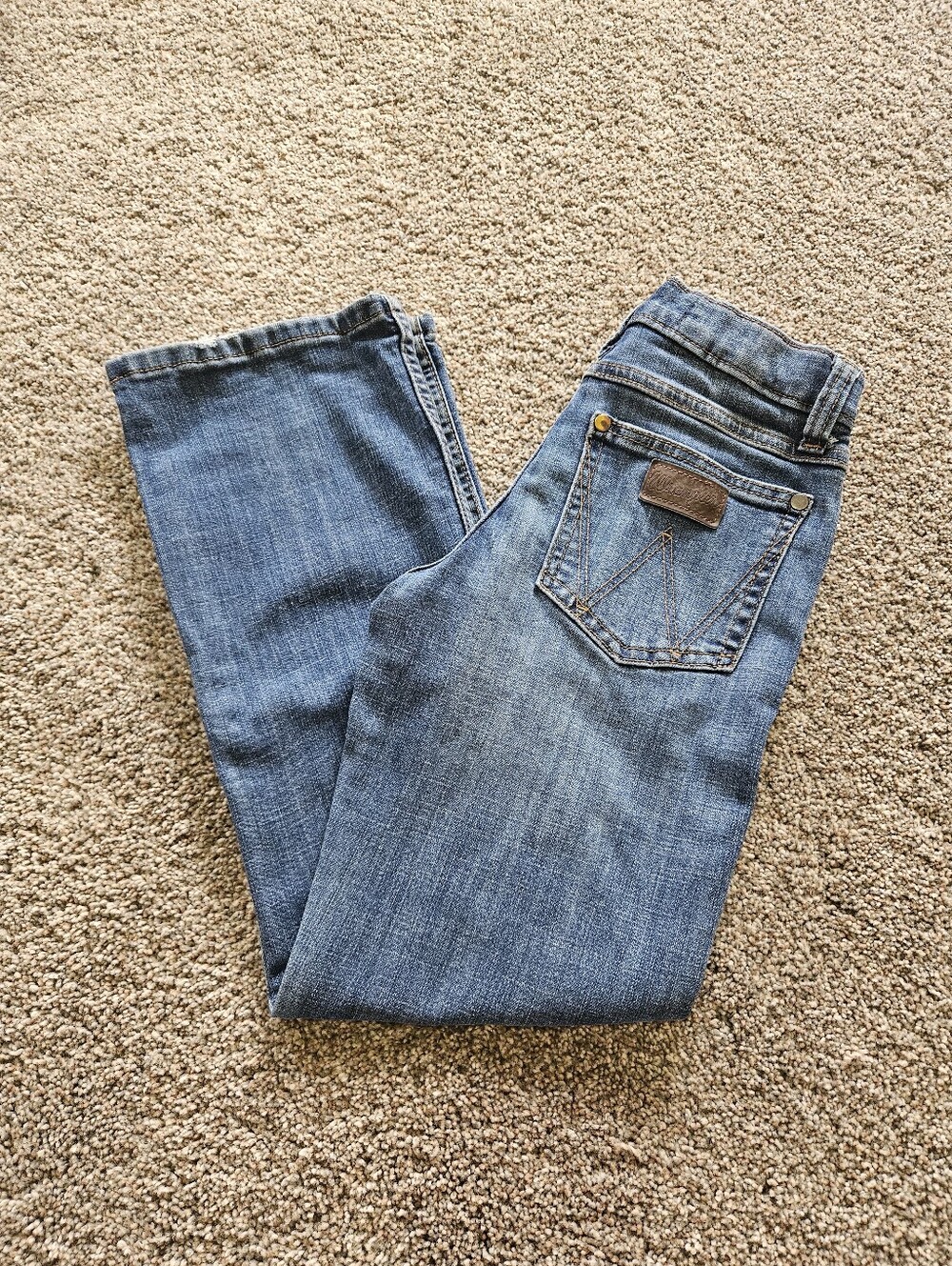 Wrangler Retro Dark Wash High Rise Adjustable Elastic Waist Kids Jeans Size 10